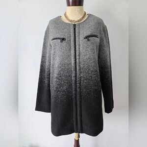 LINE THE LABEL Gray and Black Wool Relaxed Ombre Coat. Size Mediu.
